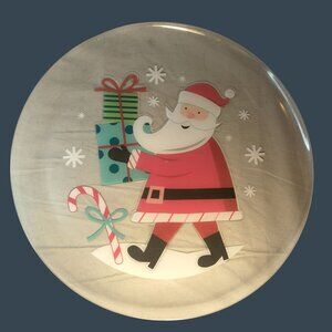 Santa Claus Christmas Decorative Plate serving Platter Plastic 12 inch